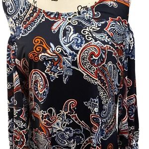 New Directions Size Large Cold Shoulder Comfortable Blue Dress Top